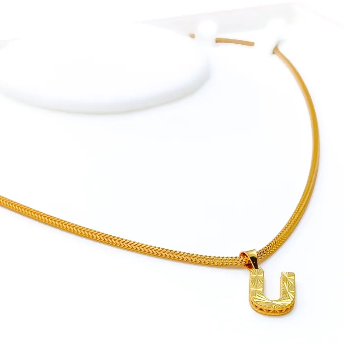 Trendy Everyday 22k Gold Letter Pendant Andaaz Jewelers PreStyled Sets