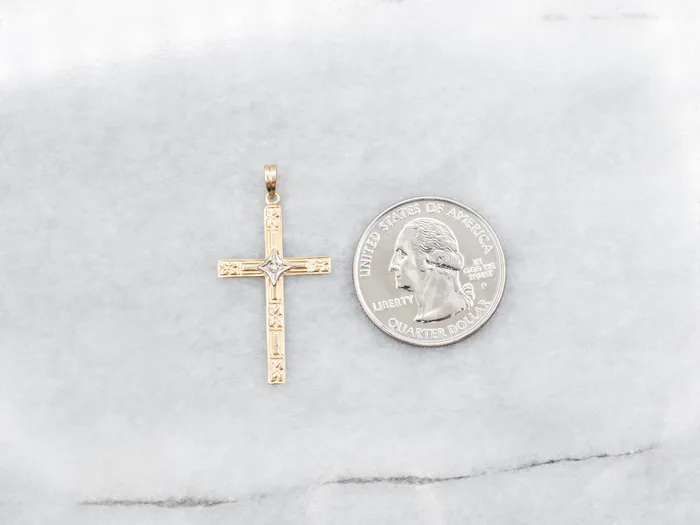 Two Tone Cross Pendant with Rough Diamond Accent Market Square Jewelers Rings Two Tone Cross Pendant with Rough Diamond Accent Market Square Jewelers Rings