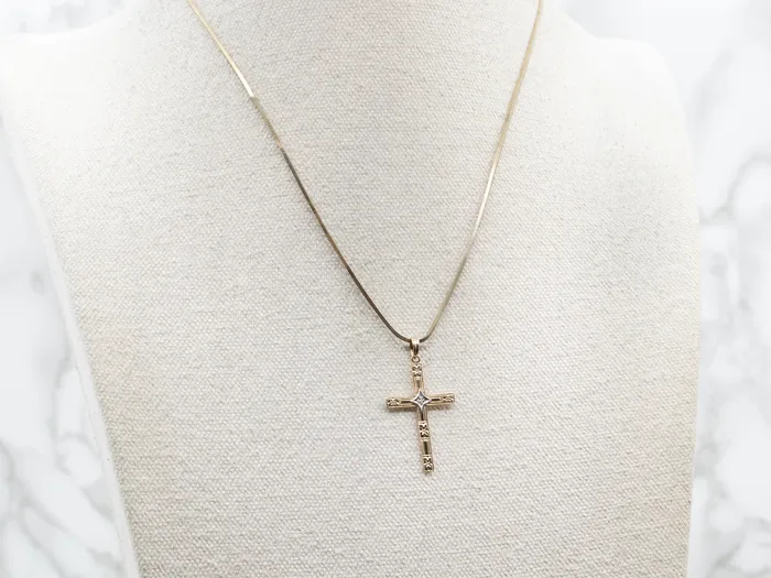 Two Tone Cross Pendant with Rough Diamond Accent Market Square Jewelers Rings Two Tone Cross Pendant with Rough Diamond Accent Market Square Jewelers Rings