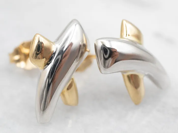 Two Tone X Stud Earrings Market Square Jewelers Earrings