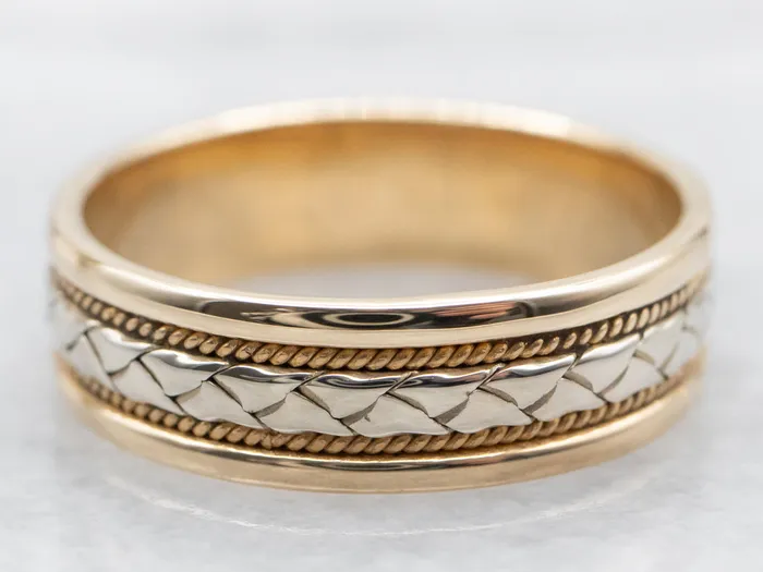 Two Tone Zig Zag Pattern Wedding Band Market Square Jewelers Rings