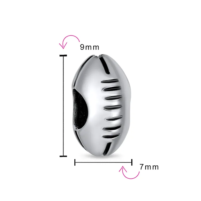 USA Rugby Sports Charm Bead Mom Sterling Silver for European Bracelet BlingJewelry Wholesale Bracelets