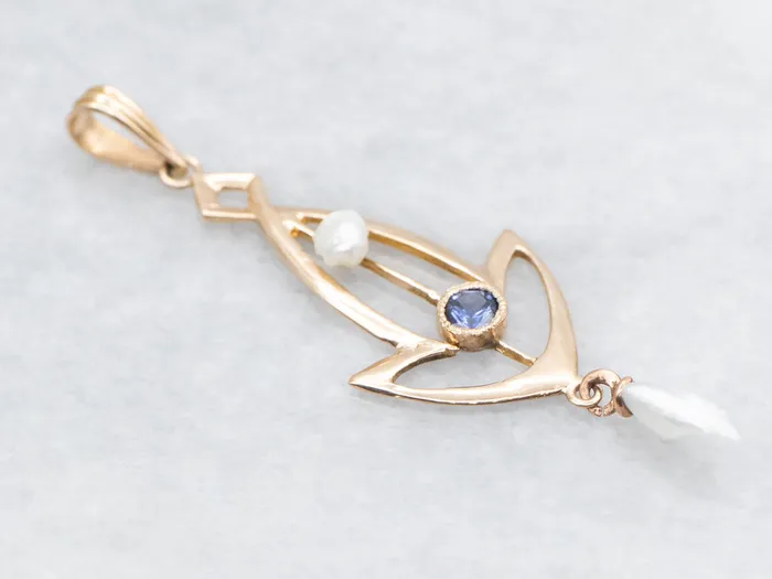 Victorian Sapphire and Pearl Lavalier Pendant Market Square Jewelers Necklaces Victorian Sapphire and Pearl Lavalier Pendant Market Square Jewelers Necklaces