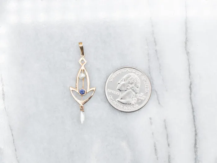 Victorian Sapphire and Pearl Lavalier Pendant Market Square Jewelers Necklaces
