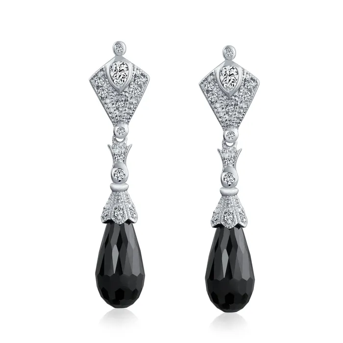 Vintage Art Deco Filigree CZ Dangle Chandelier Earrings Teardrop Briolette BlingJewelry Wholesale Earrings Vintage Art Deco Filigree CZ Dangle Chandelier Earrings Teardrop Briolette BlingJewelry Wholesale Earrings