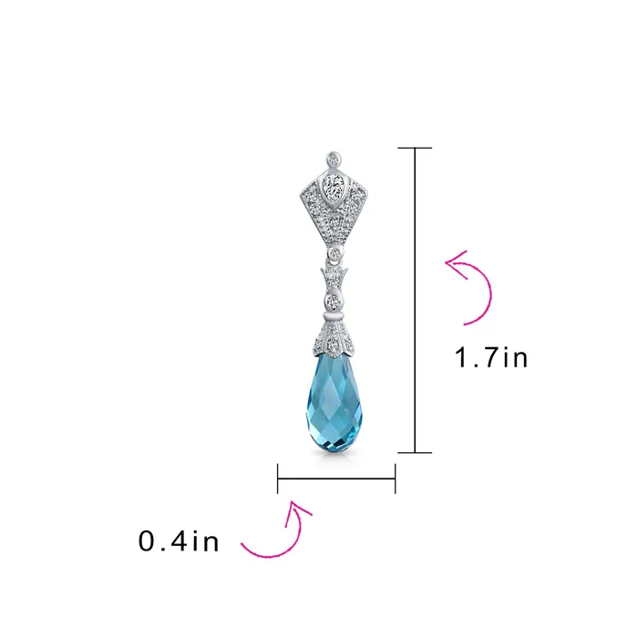 Vintage Art Deco Filigree CZ Dangle Chandelier Earrings Teardrop Briolette BlingJewelry Wholesale Earrings