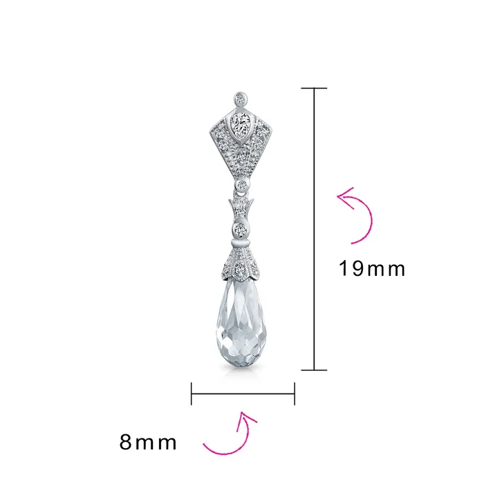 Vintage Art Deco Filigree CZ Dangle Chandelier Earrings Teardrop Briolette BlingJewelry Wholesale Earrings