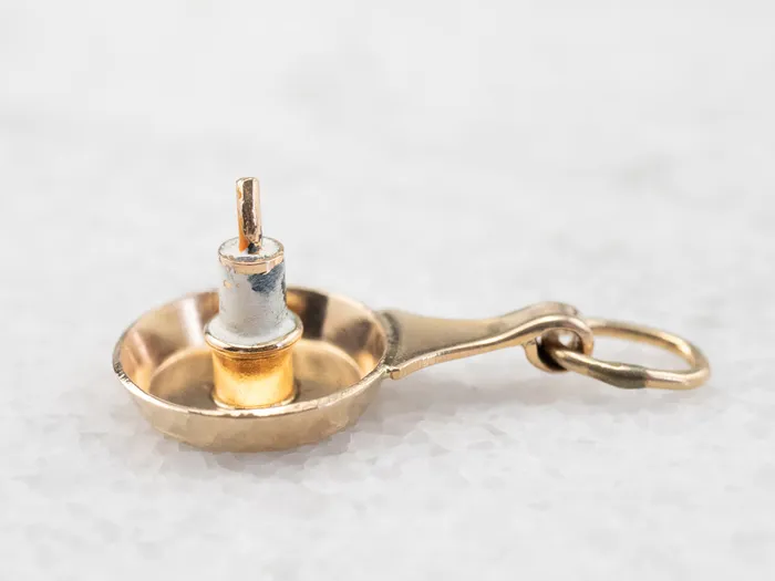 Vintage Enamel Candlestick Gold Charm MSJ Online Charm Necklaces