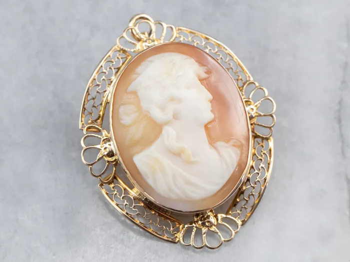 Vintage Gold Filigree Cameo Brooch or Pendant Market Square Jewelers PreStyled Sets Vintage Gold Filigree Cameo Brooch or Pendant Market Square Jewelers PreStyled Sets