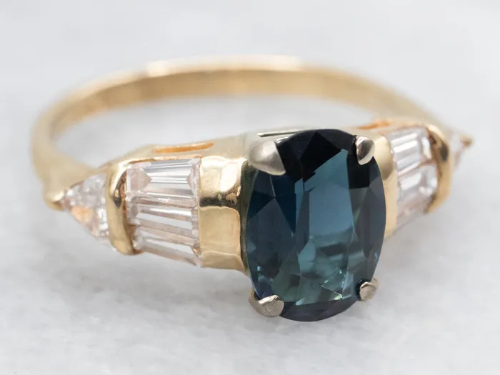 Vintage Indicolite Tourmaline and Diamond Ring Market Square Jewelers Rings