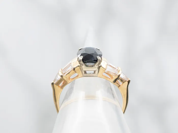 Vintage Indicolite Tourmaline and Diamond Ring Market Square Jewelers Rings
