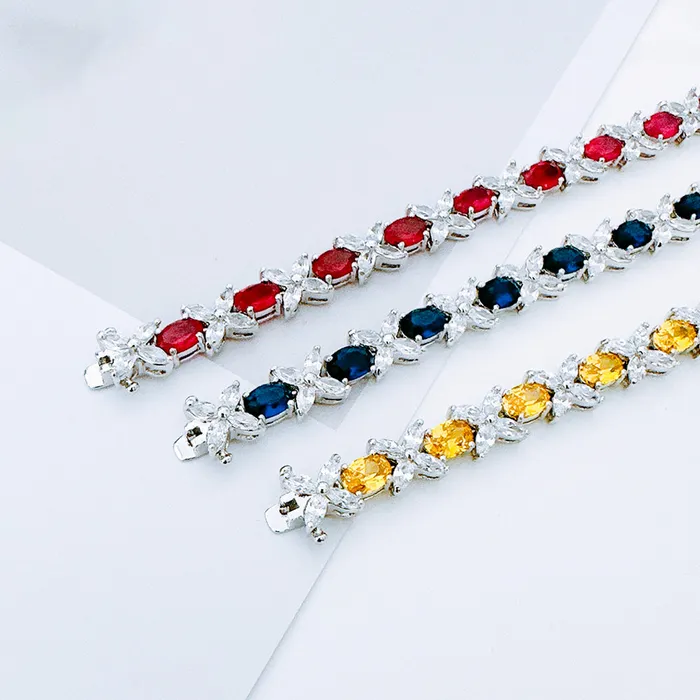 Vintage Style Tennis Bracelet with Cubic Zirconia and Simulated Emerald or Ruby BlingJewelry Wholesale Bracelets