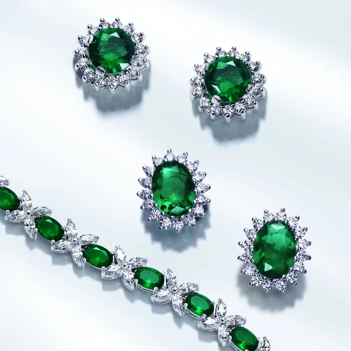 Vintage Style Tennis Bracelet with Cubic Zirconia and Simulated Emerald or Ruby BlingJewelry Wholesale Bracelets