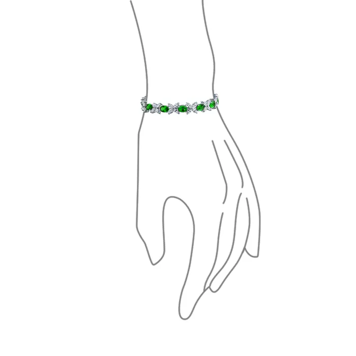 Vintage Style Tennis Bracelet with Cubic Zirconia and Simulated Emerald or Ruby BlingJewelry Wholesale Bracelets