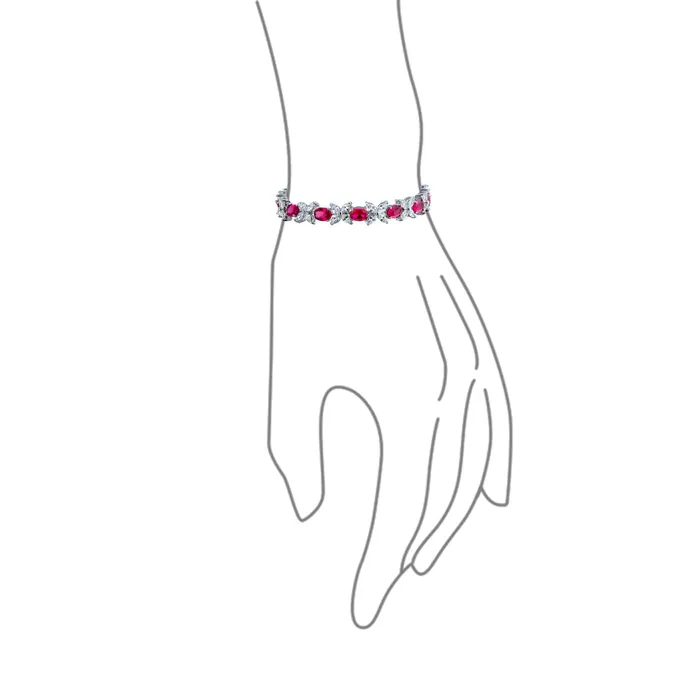 Vintage Style Tennis Bracelet with Cubic Zirconia and Simulated Emerald or Ruby BlingJewelry Wholesale Bracelets