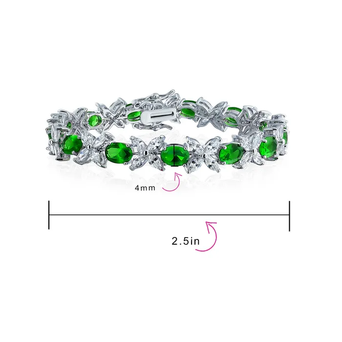 Vintage Style Tennis Bracelet with Cubic Zirconia and Simulated Emerald or Ruby BlingJewelry Wholesale Bracelets