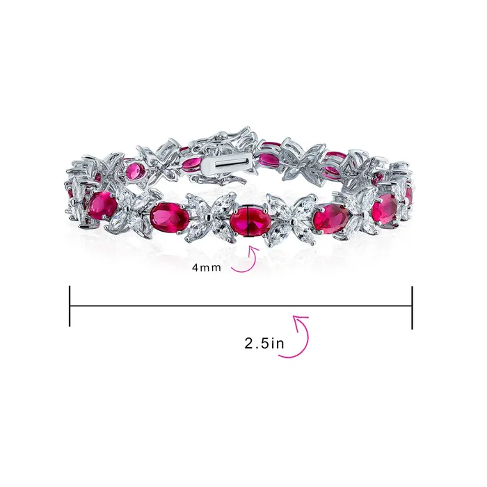 Vintage Style Tennis Bracelet with Cubic Zirconia and Simulated Emerald or Ruby BlingJewelry Wholesale Bracelets