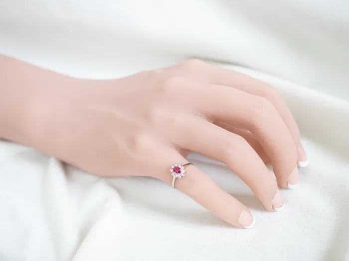 White Gold Ruby and Diamond Halo Ring Market Square Jewelers Rings White Gold Ruby and Diamond Halo Ring Market Square Jewelers Rings