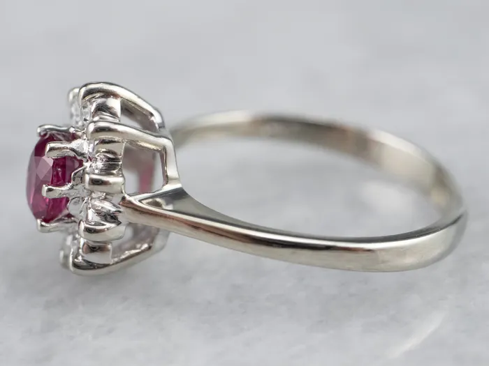 White Gold Ruby and Diamond Halo Ring Market Square Jewelers Rings White Gold Ruby and Diamond Halo Ring Market Square Jewelers Rings