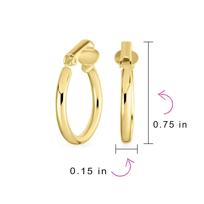 Wide Hammered Tube Hoop ClipOn Earrings 14K Gold Plated Sterling Silver 0751 Inch BlingJewelry Wholesale Earrings Wide Hammered Tube Hoop ClipOn Earrings 14K Gold Plated Sterling Silver 0751 Inch BlingJewelry Wholesale Earrings