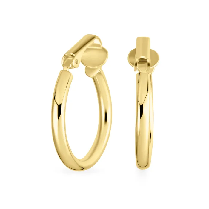 Wide Hammered Tube Hoop ClipOn Earrings 14K Gold Plated Sterling Silver 0751 Inch BlingJewelry Wholesale Earrings Wide Hammered Tube Hoop ClipOn Earrings 14K Gold Plated Sterling Silver 0751 Inch BlingJewelry Wholesale Earrings