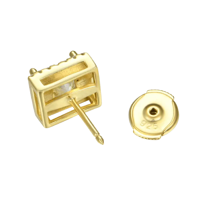 Womens Halo Princess Cut Stud Earring aporro Earrings