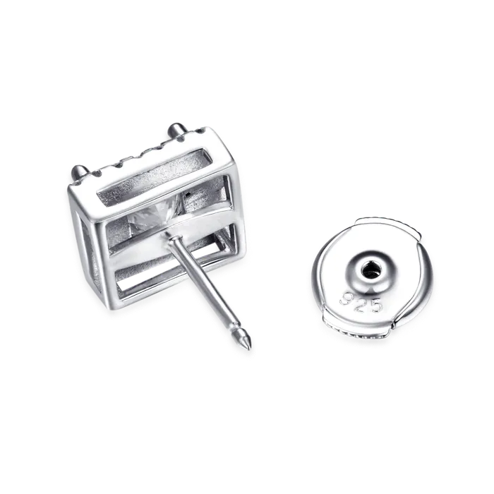 Womens Halo Princess Cut Stud Earring aporro Earrings