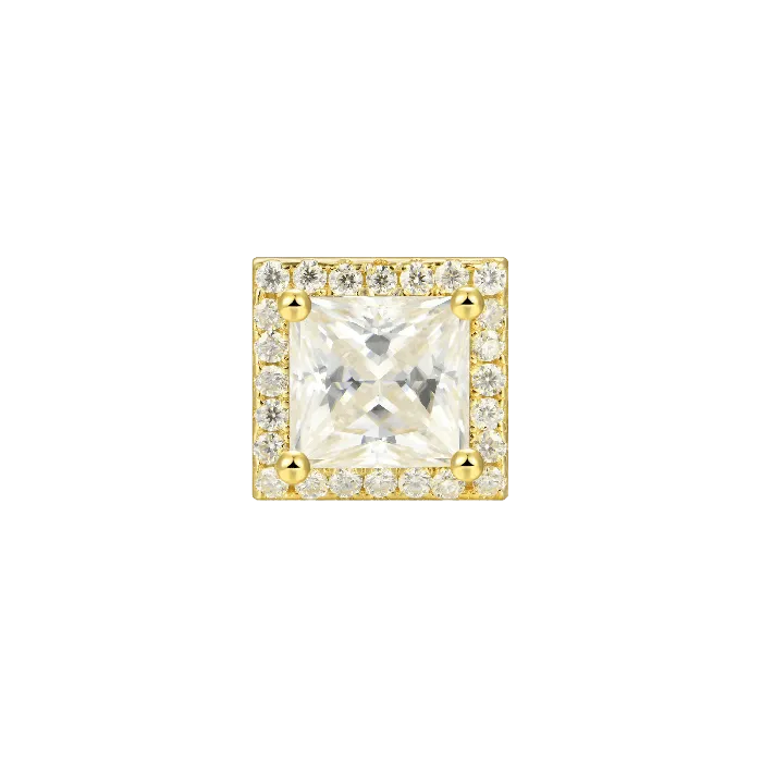 Womens Halo Princess Cut Stud Earring aporro Earrings