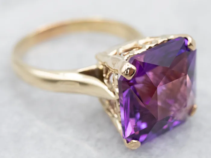 Yellow Gold Amethyst Solitaire Cocktail Ring Market Square Jewelers Rings Yellow Gold Amethyst Solitaire Cocktail Ring Market Square Jewelers Rings