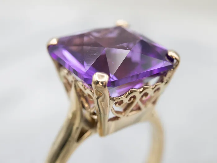 Yellow Gold Amethyst Solitaire Cocktail Ring Market Square Jewelers Rings Yellow Gold Amethyst Solitaire Cocktail Ring Market Square Jewelers Rings