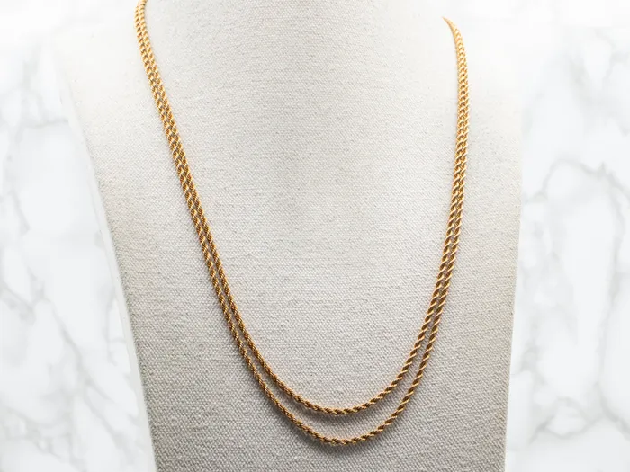 Yellow Gold Long Rope Twist Chain with Dog Clip Market Square Jewelers Necklaces Yellow Gold Long Rope Twist Chain with Dog Clip Market Square Jewelers Necklaces