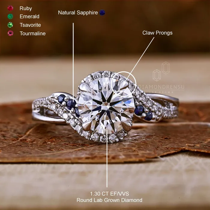 130 CT Round Lab Grown Diamond Halo Engagement Ring IGI Certified Diamond Diamondrensu Rings