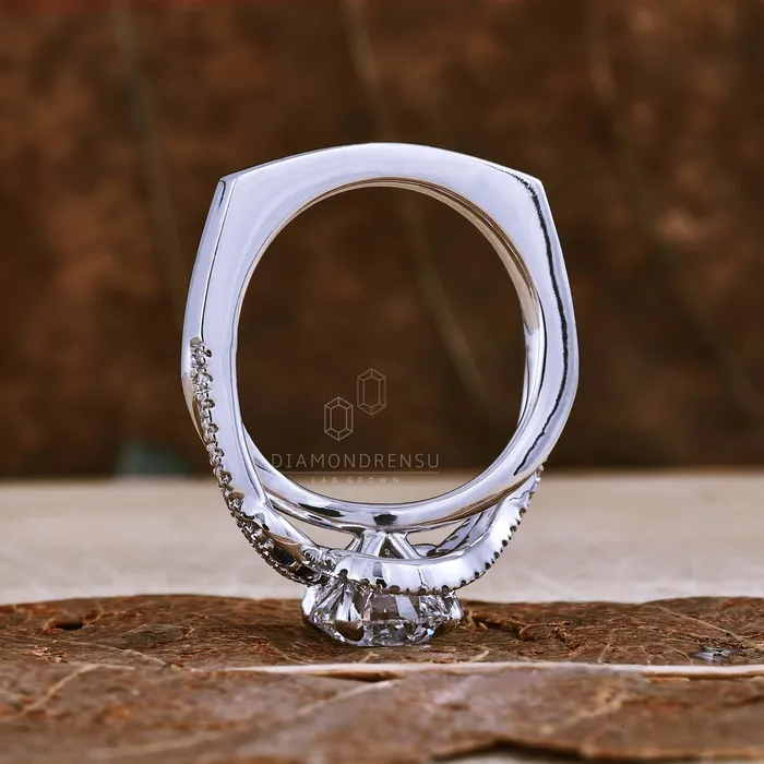 130 CT Round Lab Grown Diamond Halo Engagement Ring IGI Certified Diamond Diamondrensu Rings