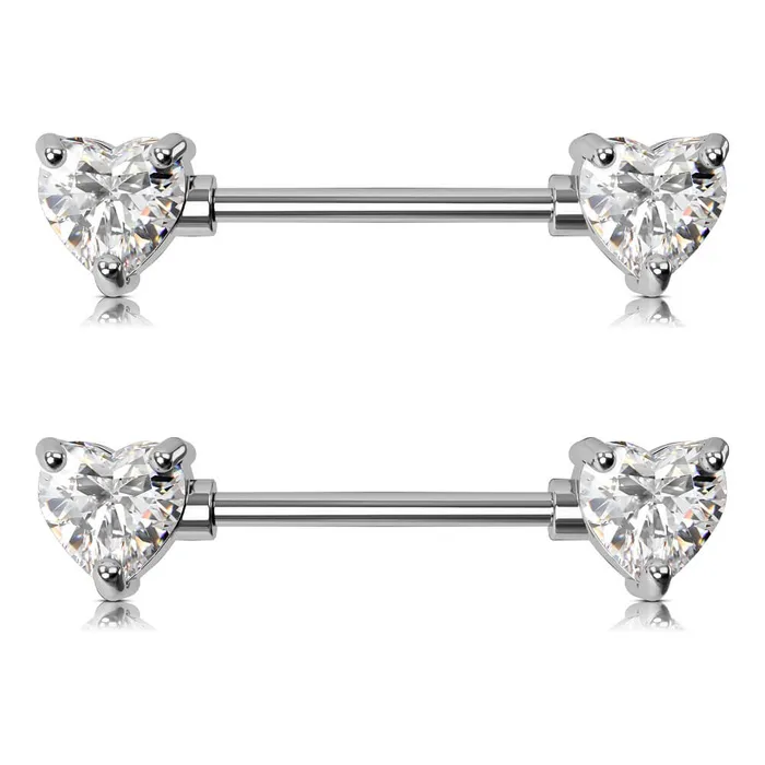 14G Heart Clear CZ Titanium Nipple Jewelry OUFER BODY JEWELRY Necklaces