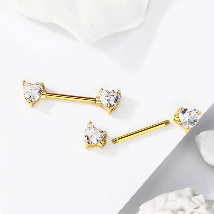 14G Heart Clear CZ Titanium Nipple Jewelry OUFER BODY JEWELRY Necklaces 14G Heart Clear CZ Titanium Nipple Jewelry OUFER BODY JEWELRY Necklaces