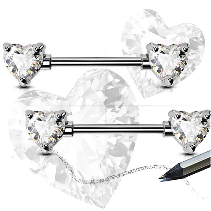 14G Heart Clear CZ Titanium Nipple Jewelry OUFER BODY JEWELRY Necklaces 14G Heart Clear CZ Titanium Nipple Jewelry OUFER BODY JEWELRY Necklaces
