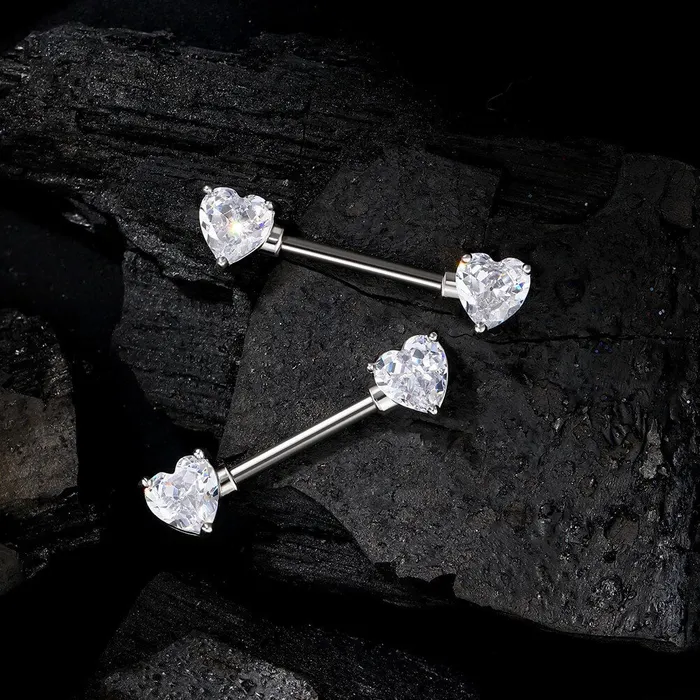 14G Heart Clear CZ Titanium Nipple Jewelry OUFER BODY JEWELRY Necklaces 14G Heart Clear CZ Titanium Nipple Jewelry OUFER BODY JEWELRY Necklaces