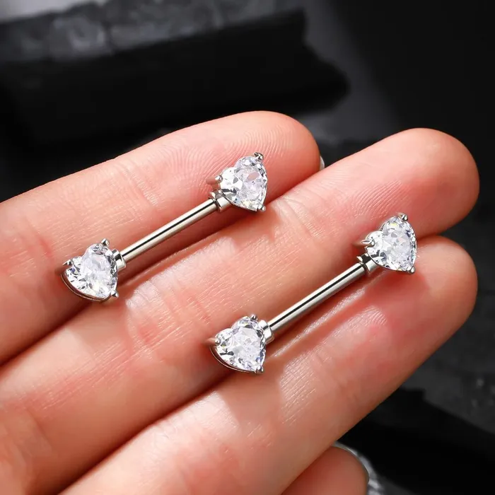 14G Heart Clear CZ Titanium Nipple Jewelry OUFER BODY JEWELRY Necklaces 14G Heart Clear CZ Titanium Nipple Jewelry OUFER BODY JEWELRY Necklaces