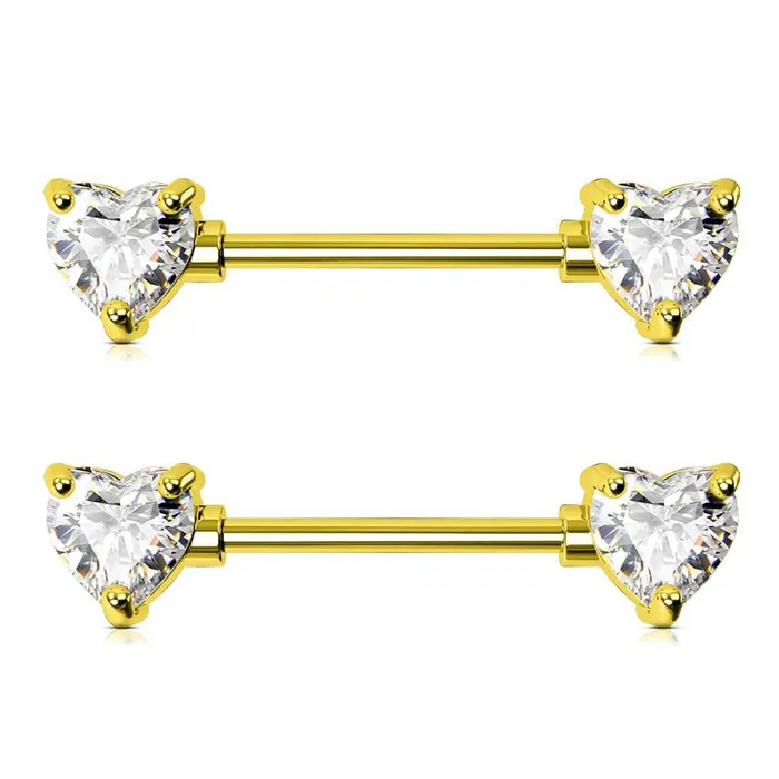 14G Heart Clear CZ Titanium Nipple Jewelry OUFER BODY JEWELRY Necklaces 14G Heart Clear CZ Titanium Nipple Jewelry OUFER BODY JEWELRY Necklaces