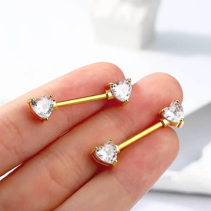 14G Heart Clear CZ Titanium Nipple Jewelry OUFER BODY JEWELRY Necklaces 14G Heart Clear CZ Titanium Nipple Jewelry OUFER BODY JEWELRY Necklaces