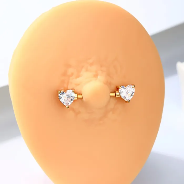 14G Heart Clear CZ Titanium Nipple Jewelry OUFER BODY JEWELRY Necklaces 14G Heart Clear CZ Titanium Nipple Jewelry OUFER BODY JEWELRY Necklaces