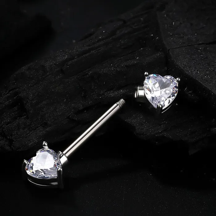 14G Heart Clear CZ Titanium Nipple Jewelry OUFER BODY JEWELRY Necklaces 14G Heart Clear CZ Titanium Nipple Jewelry OUFER BODY JEWELRY Necklaces