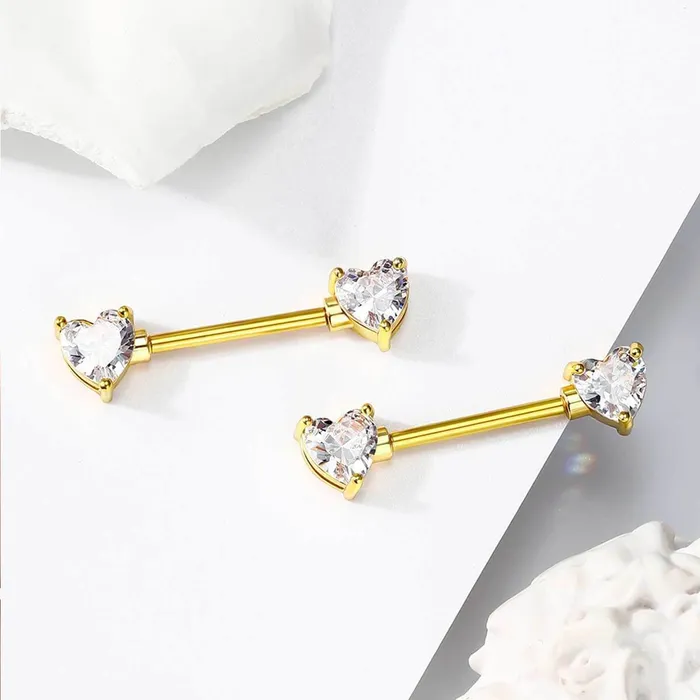14G Heart Clear CZ Titanium Nipple Jewelry OUFER BODY JEWELRY Necklaces 14G Heart Clear CZ Titanium Nipple Jewelry OUFER BODY JEWELRY Necklaces