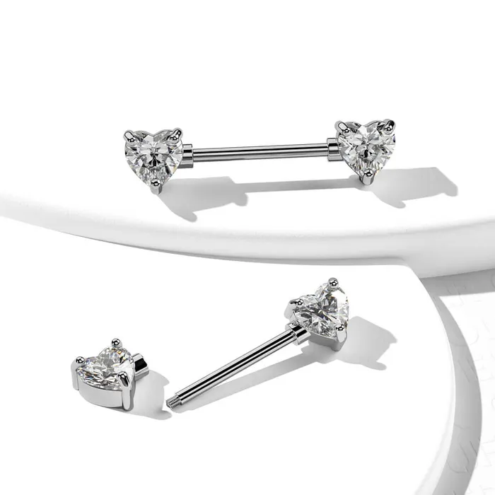 14G Heart Clear CZ Titanium Nipple Jewelry OUFER BODY JEWELRY Necklaces 14G Heart Clear CZ Titanium Nipple Jewelry OUFER BODY JEWELRY Necklaces