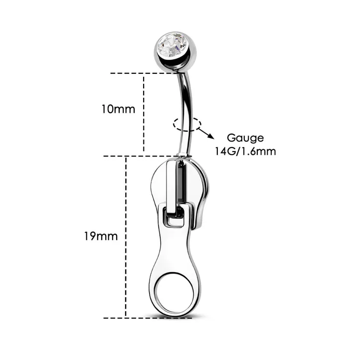 14G Zipper Style Belly Button Ring OUFER BODY JEWELRY Rings 14G Zipper Style Belly Button Ring OUFER BODY JEWELRY Rings