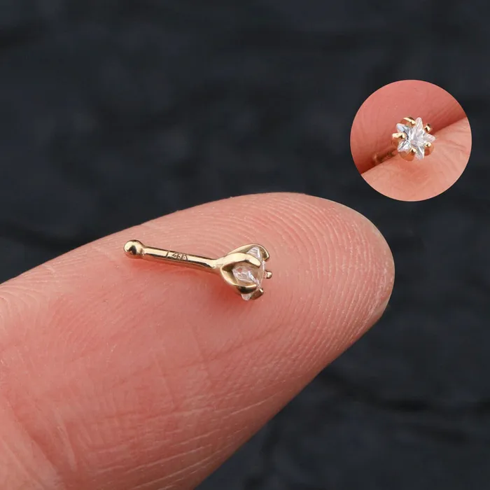 14K Gold 20G Tiny Star CZ Nose Stud OUFER BODY JEWELRY Earrings 14K Gold 20G Tiny Star CZ Nose Stud OUFER BODY JEWELRY Earrings