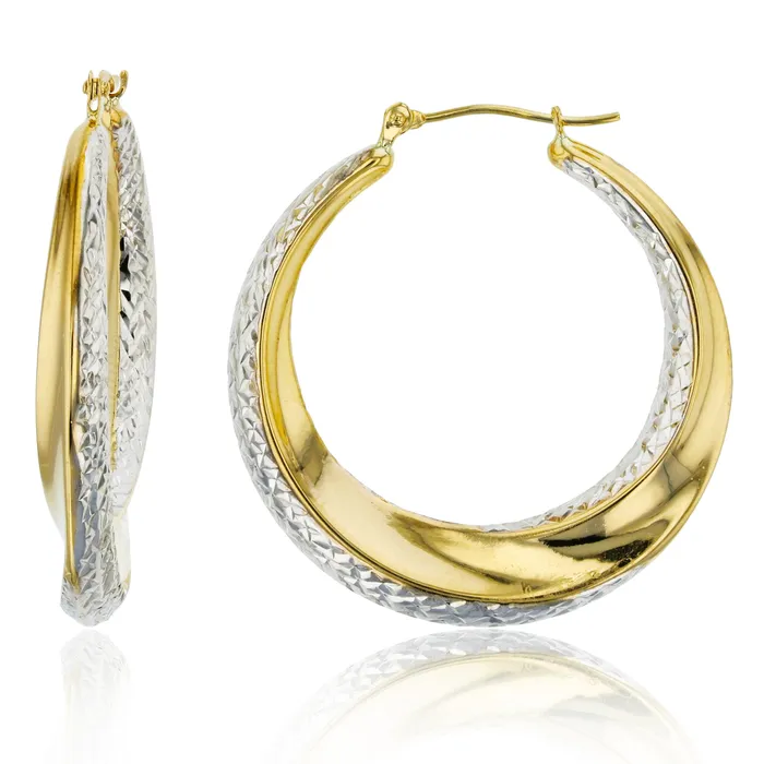 14K TwoTone Gold 33x4mm Polished Diamond Cut Twist Hoop Earring DecadenceJewelry Earrings 14K TwoTone Gold 33x4mm Polished Diamond Cut Twist Hoop Earring DecadenceJewelry Earrings