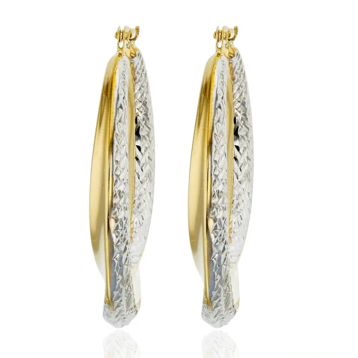 14K TwoTone Gold 33x4mm Polished Diamond Cut Twist Hoop Earring DecadenceJewelry Earrings 14K TwoTone Gold 33x4mm Polished Diamond Cut Twist Hoop Earring DecadenceJewelry Earrings
