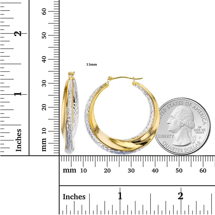 14K TwoTone Gold 33x4mm Polished Diamond Cut Twist Hoop Earring DecadenceJewelry Earrings 14K TwoTone Gold 33x4mm Polished Diamond Cut Twist Hoop Earring DecadenceJewelry Earrings