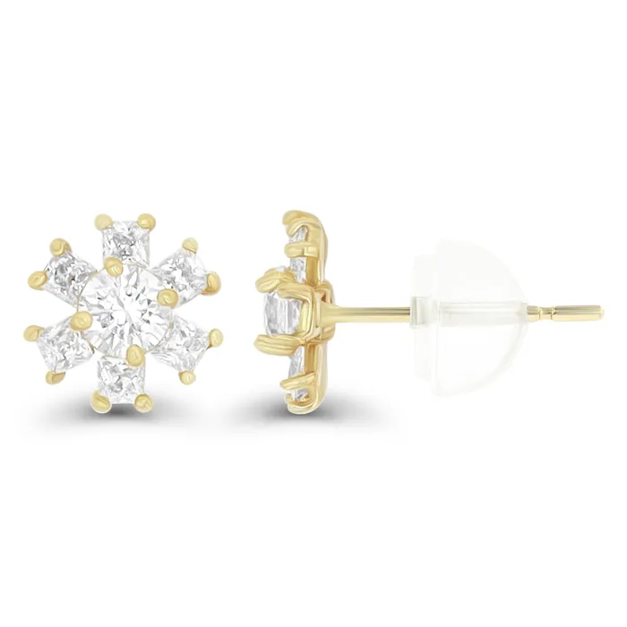14K Yellow Gold 3mm Rd 2mm Sq Cut Flower Stud Earring DecadenceJewelry Earrings 14K Yellow Gold 3mm Rd 2mm Sq Cut Flower Stud Earring DecadenceJewelry Earrings